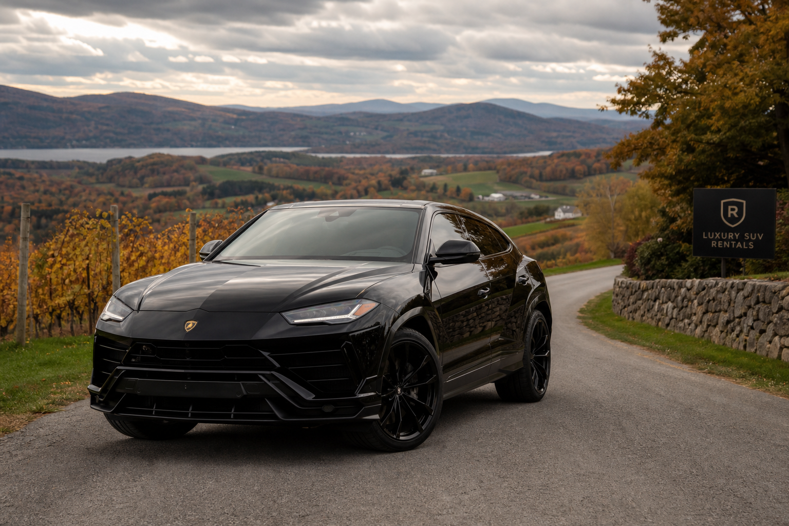 Supercar sur une route des Cantons-de-l'Est